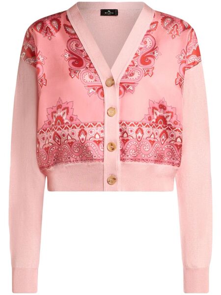  Etro Printed-panel Cardigan - Pink 