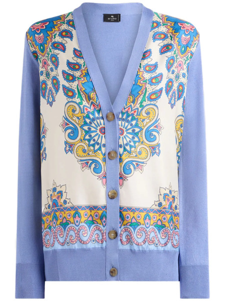  Etro Printed Silk Cardigan - Purple 