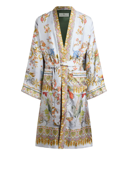  Etro Printed Silk Robe - Blue 