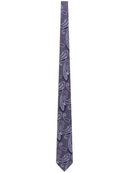  Etro Printed Silk Tie - Purple 
