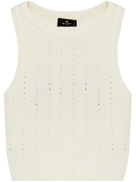  Etro Punched-detail Crop Top - Neutrals 