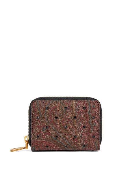  Etro Rhinestone Paisley Wallet - Brown 