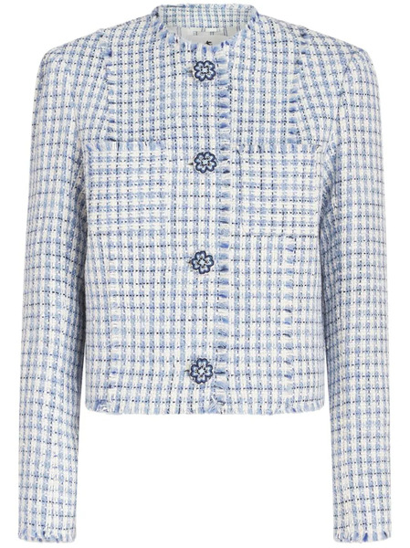  Etro Round-neck Tweed Jacket - Blue 