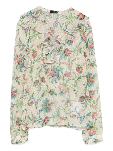  Etro Ruffled Floral Top - Neutrals 