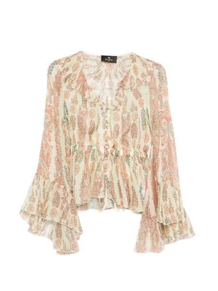  Etro Ruffled Paisly-print Blouse - Green 