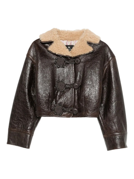  Etro Shearling-collar Leather Jacket - Brown 