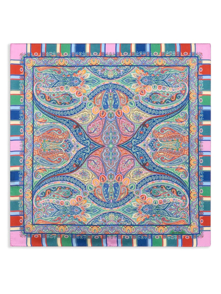 Etro Silk Pocket Square - Blue 