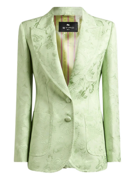  Etro Single-breasted Floral Jacquard Jacket - Green 