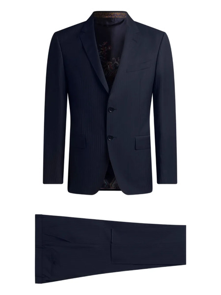  Etro Single-breasted Striped Wool Suit - Blue 