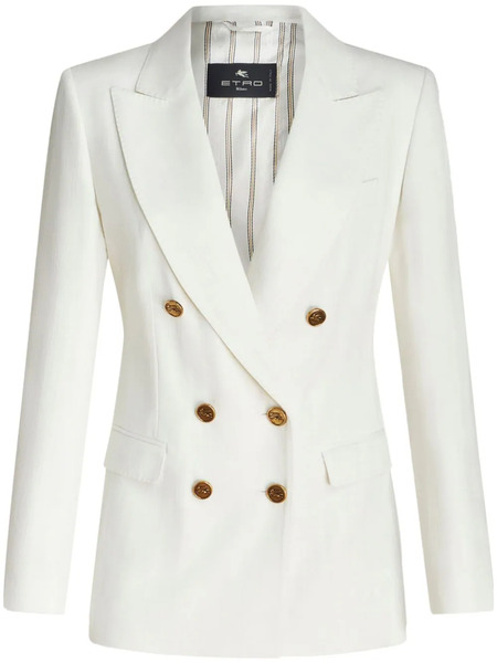  Etro Slub-texture Double-breasted Blazer - White 