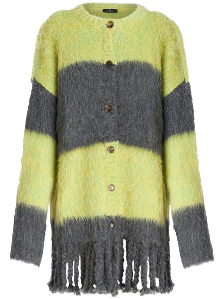  Etro Striped Brushed Cardi-coat - Grey 