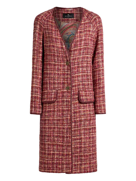  Etro Tweed Single-breasted Coat - Red 