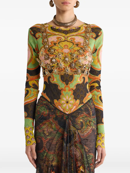  Etro V-neck Top - Gold 