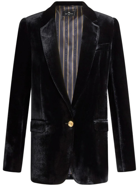  Etro Velvet Single-breasted Blazer - Black 