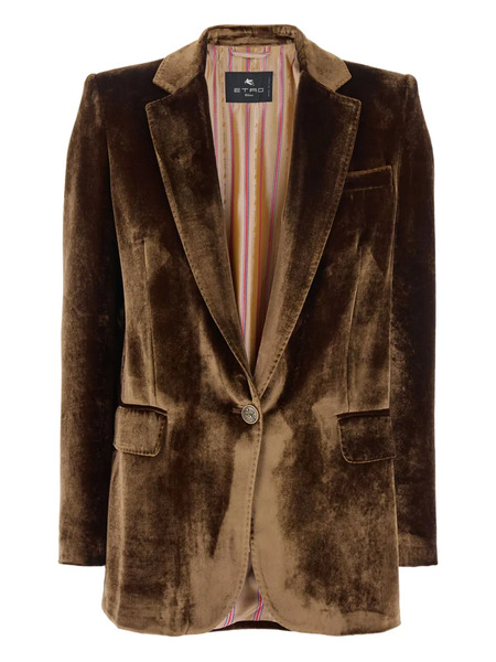  Etro Velvet Single-button Blazer - Brown 