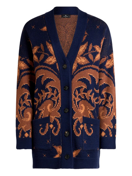  Etro Wool Jacquard Cardigan - Blue 