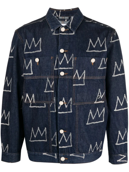  études Studio Crown-print Denim Jacket - Blue 