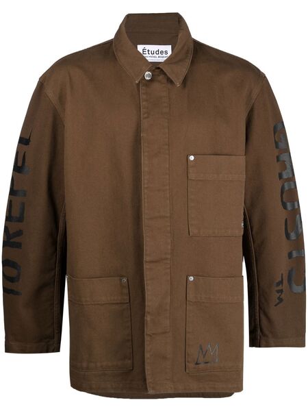  études Studio Graphic-print Denim Jacket - Brown 