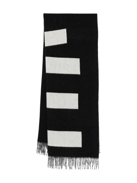  études Studio Stripe-pattern Fringed Scarf - Black 