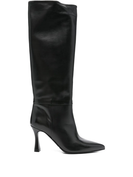 Evaluna 90mm Pointed-toe Leather Knee-high Boots - Black 