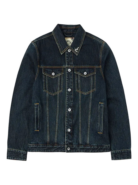  Evisu Buttoned Brushstroke Denim Jacket - Blue 