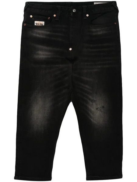  Evisu Logo-patch Cropped Jeans - Black 