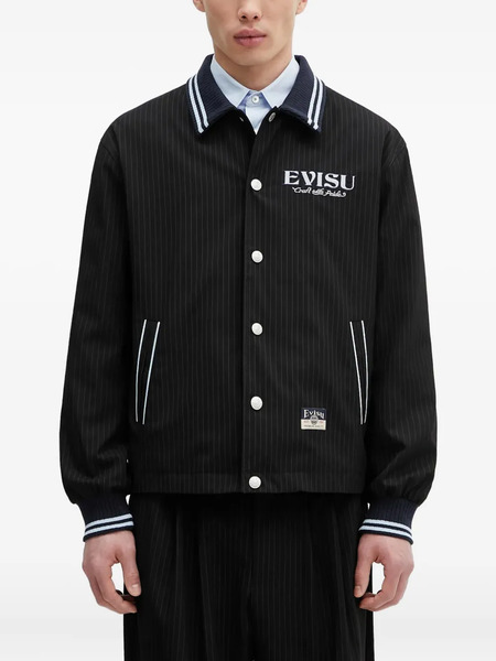  Evisu Pinstripe Varsity Jacket - Black 