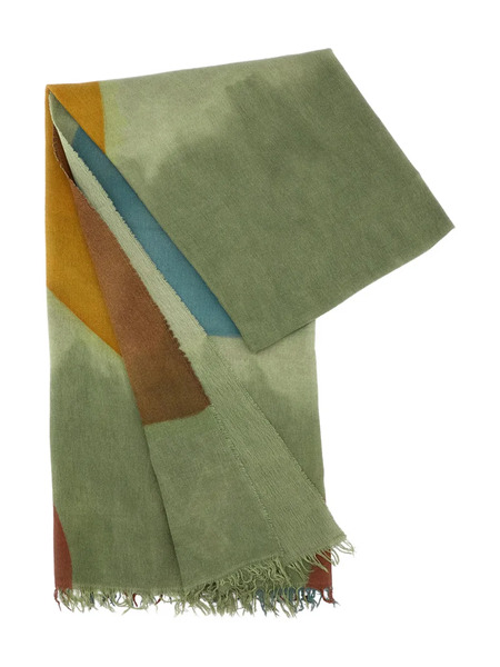  Exquisite J Geometric-pattern Fringed Scarf - Green 