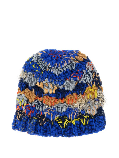  Exquisite J Striped Wool Beanie - Blue 