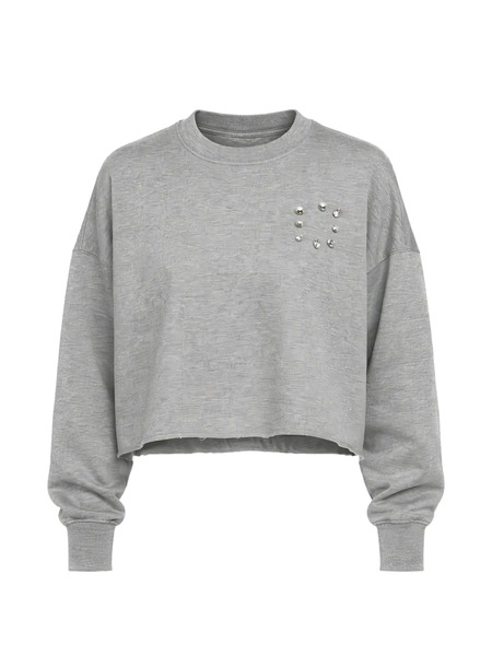  Ezr Stud-embellished Cropped Sweatshirt - Grey 