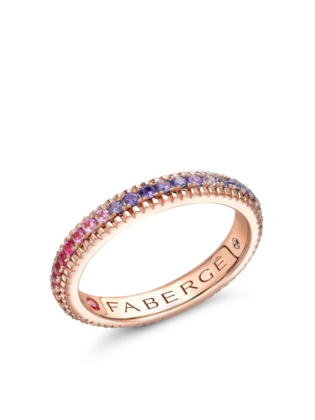  Fabergé 18k Rose Goldcolours Of Love Rose Gold Rainbow Multicoloured Gemstone Fluted Eternity Multi Stone Ring - Purple 