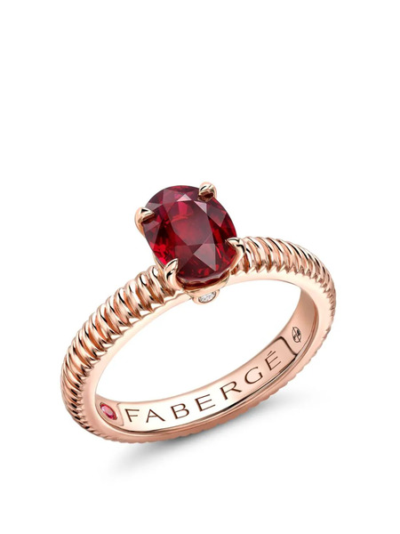  Fabergé 18kt Rose Gold Colours Of Love Ruby Fluted Ring 