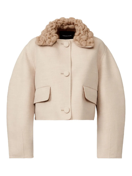  Fabiana Filippi Knitted-collar Wool Jacket - Neutrals 