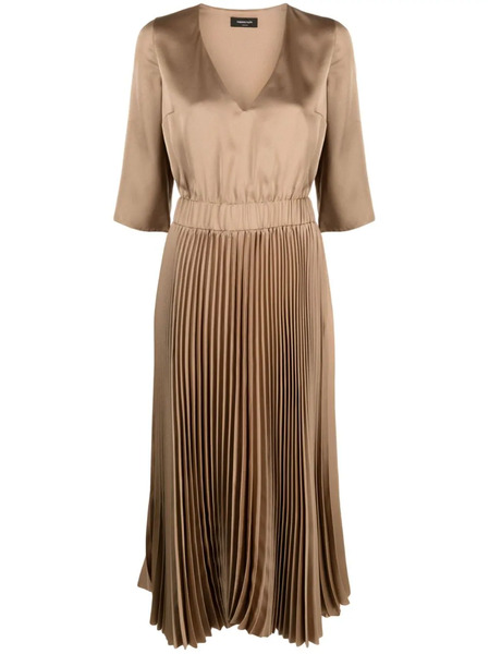  Fabiana Filippi Pleated Midi Dress - Brown 