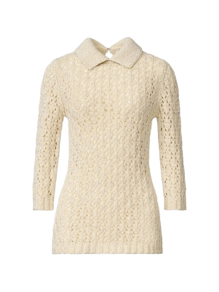  Fabiana Filippi Polo-collar Openwork-construction Sweater - Neutrals 