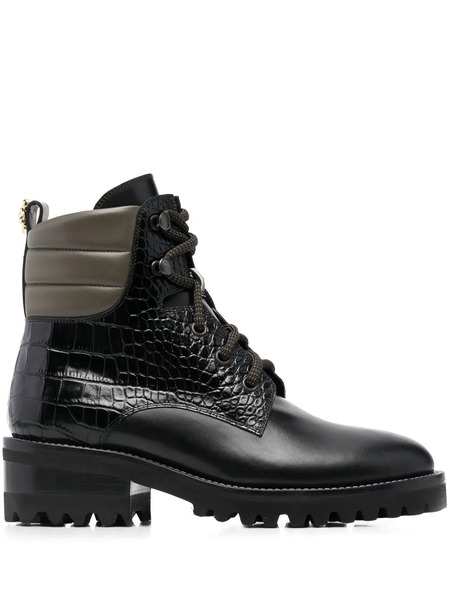  Fabrizio Viti Croco-embossed Ankle Boots - Black 