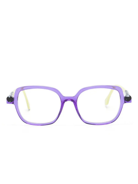 Face à Face Logo-print Rectangle-frame Glasses - Purple 