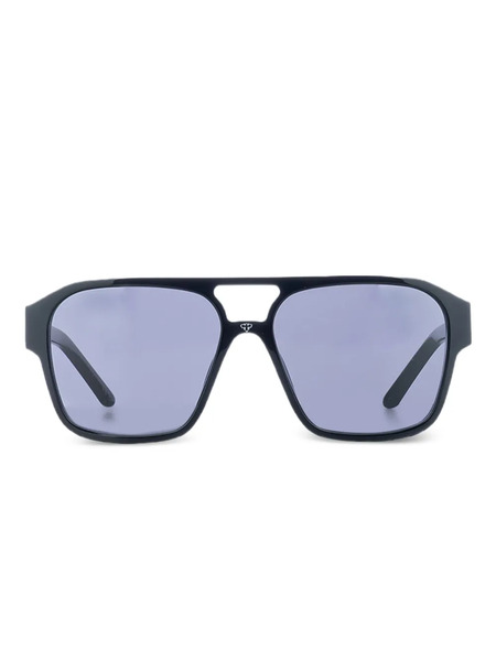  Face Hide Double-bridge Rectangle Sunglasses - Black 