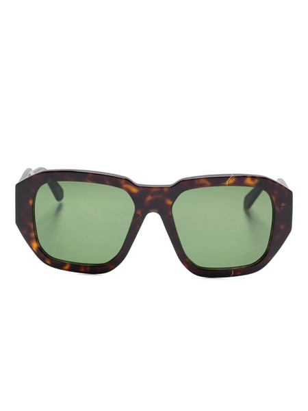  Face Hide Geometric Tortoiseshell Sunglasses - Brown 