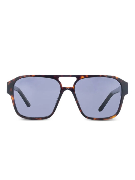  Face Hide Tortoiseshell Double-bridge Sunglasses - Brown 