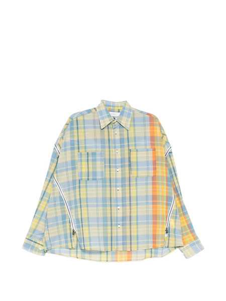  Facetasm Checked Zipped Shirt - Blue 