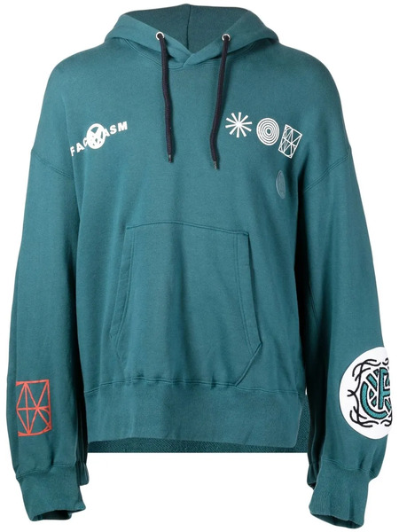  Facetasm Embroidered Drawstring-fastening Hoodie - Blue 