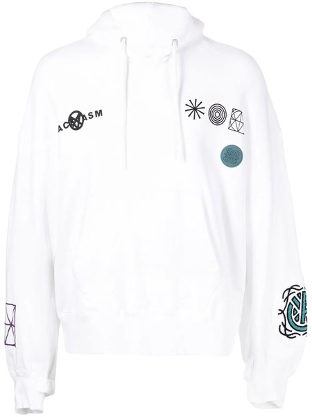  Facetasm Embroidered Drawstring-fastening Hoodie - White 