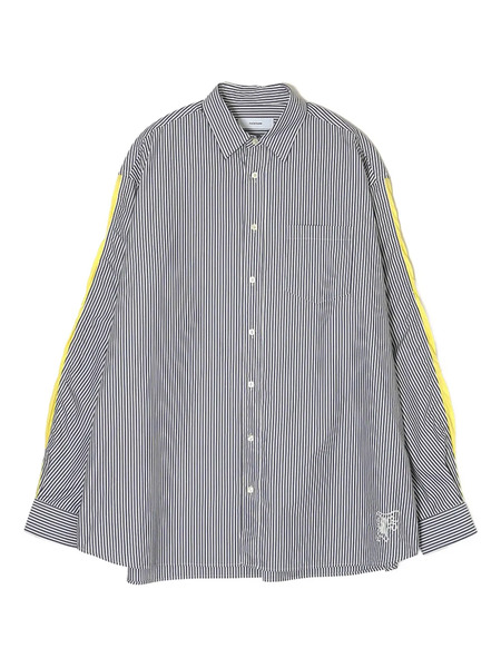  Facetasm Striped Panelled Shirt - Blue 