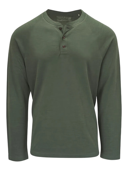  Faherty Cloud Henley Button T-shirt - Green 