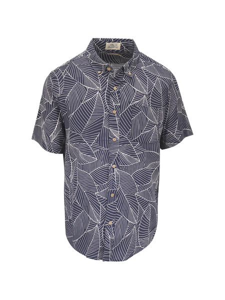  Faherty Leaf-print Short-sleeved Shirt - Blue 