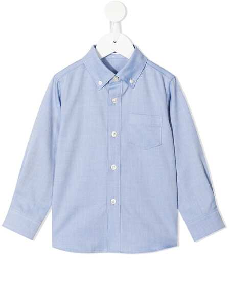  Familiar Buttoned Long-sleeve Shirt - Blue 