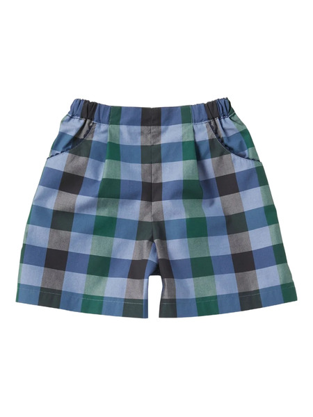  Familiar Checked Elasticated-waist Shorts - Blue 