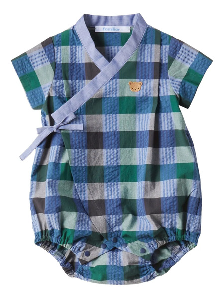  Familiar Checked Wrap Bodysuit - Blue 