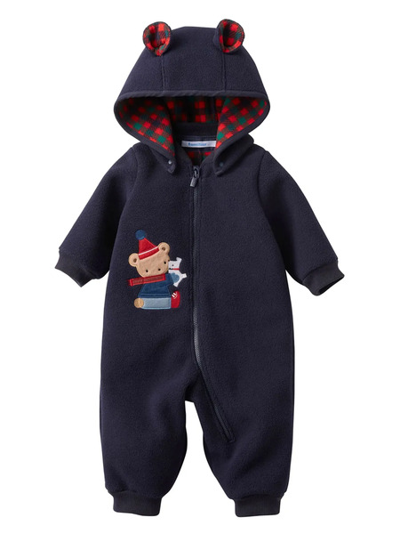  Familiar Detachable-hood Romper - Blue 